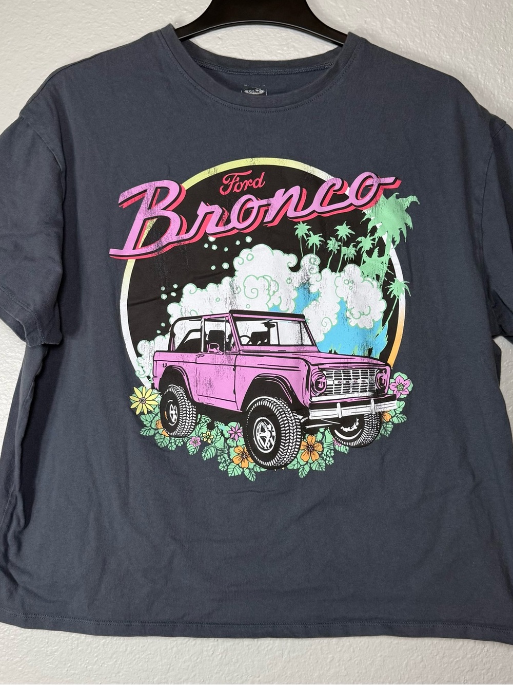 Ford Bronco Gray Graphic Print T-Shirt XL Crew Neck Short Sleeve Cotton